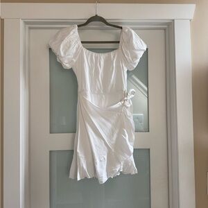 Trixxi White Ruffled Wrap Dress